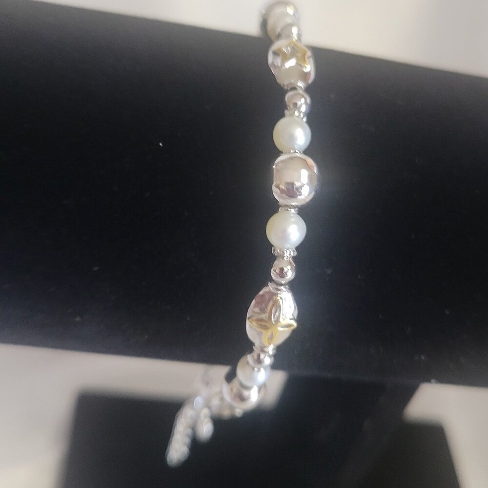 Womens 'Love Always' Silver & Gold Single Heart Charm Bracelet